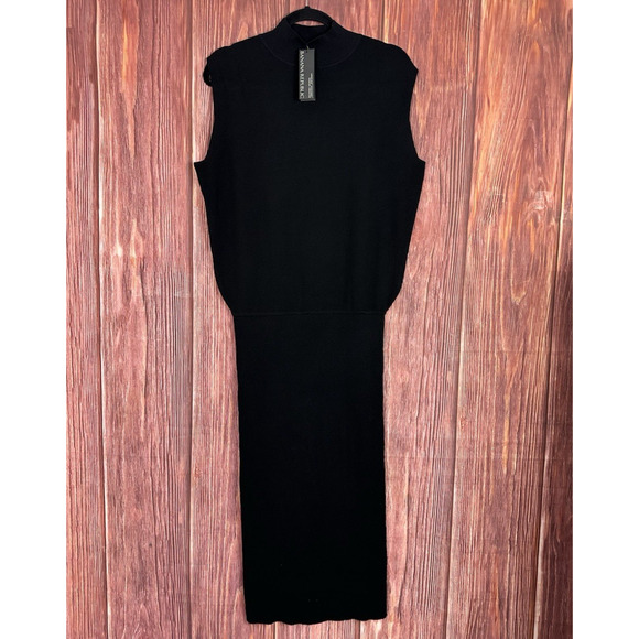 NWT Banana Republic Giulia Midi Sweater Dress Career Black Size Medium M - Picture 2 of 8